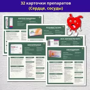 Комплект карточек препаратов (сердце, сосуды) Комплект карточек препаратов (сердце, сосуды)