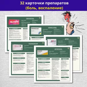 Комплект карточек препаратов (боль, воспаление) Комплект карточек препаратов (боль, воспаление)