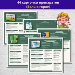 Комплект карточек препаратов (Боль в горле)